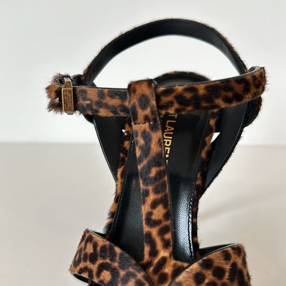 Saint Laurent Tribute Leopard Print Genuine Calf Hair Sandal - Picture 12 of 14